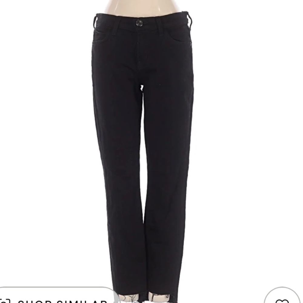 Current/Elliott Classic Black Denim skinny jean with raw hem